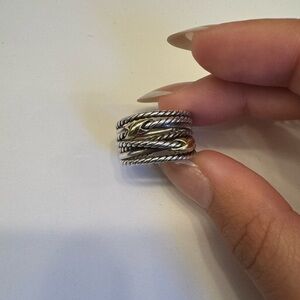 David Yurman Silver and Gold Cable Ring